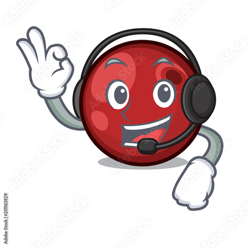 With headphone cranberry mascot cartoon style