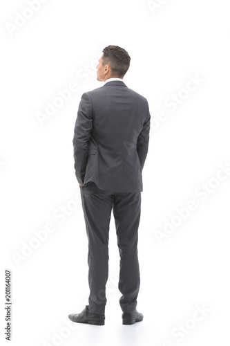 rear view.businessman looking at copy space