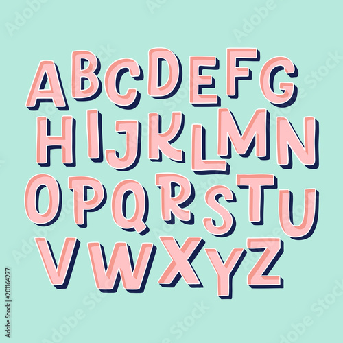 Fototapet Cute hand drawn alphabet made in vector