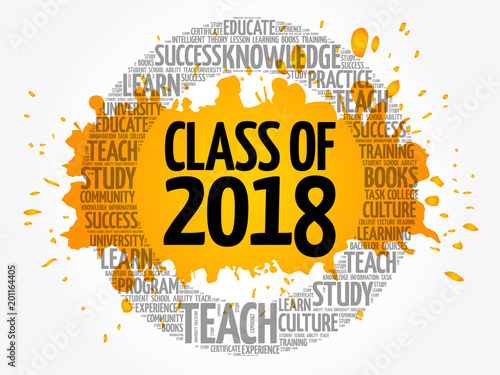 CLASS OF 2018 word cloud collage, education concept background