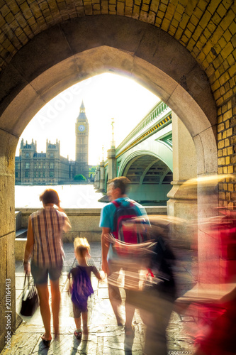 Big Ben London With Tourists In Front