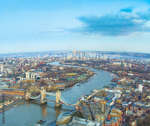 London city  aerial view with Tower Bridge and Thames river