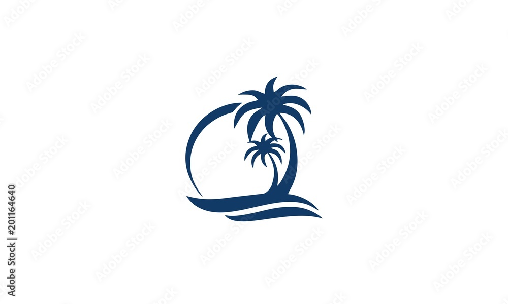 logo palm tree blue - obrazy, fototapety, plakaty 