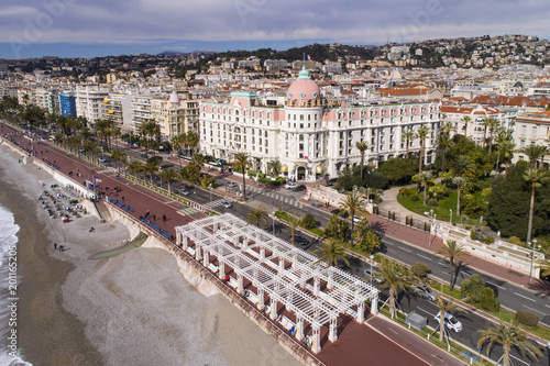 Nice, France, Aerial view of promenade des Anglais, Cote d'Azur,