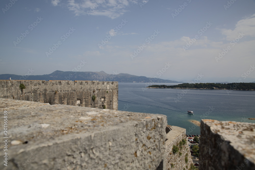 Blick von der alten Burg in Korfu Stadt