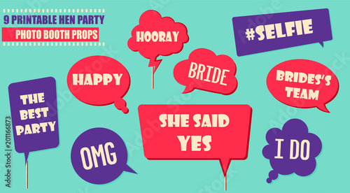 Colorful photo booth props set vector illustration