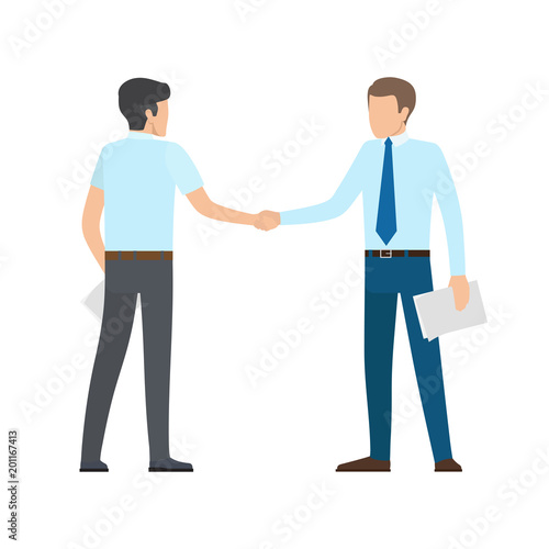 People Shaking Hands on Vector Illustration White