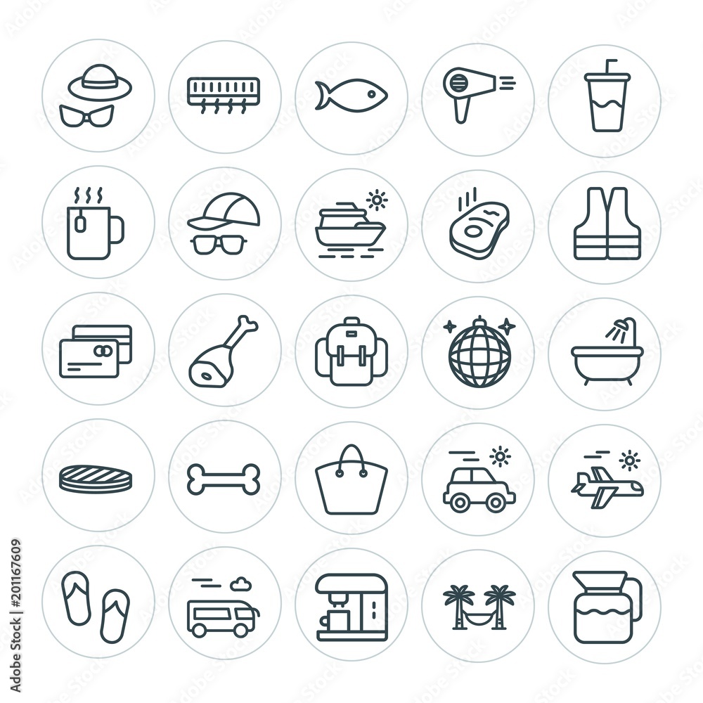 Modern Simple Set of food, location, drinks Vector outline Icons