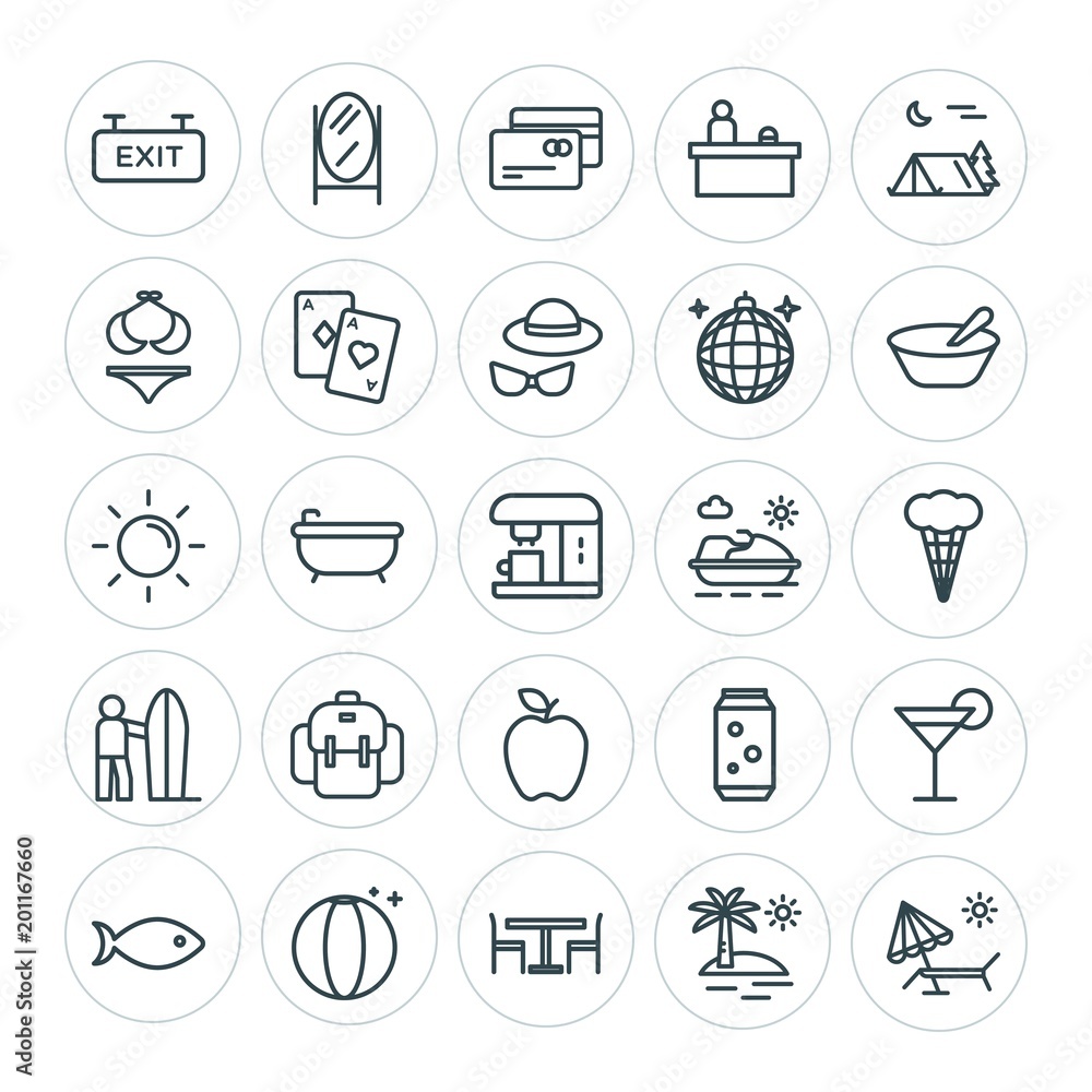 Modern Simple Set of food, hotel, drinks, travel Vector outline Icons. ..Contains such Icons as  hygiene,  isolated,  summer,  beach,  debit and more on white background. Fully Editable. Pixel Perfect