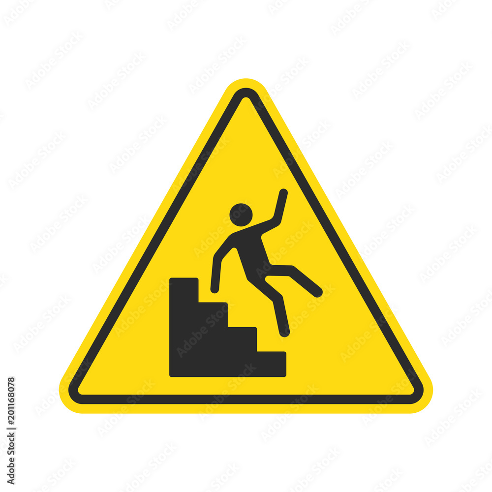 warning falling off the stairs sign warning falling off the stairs sign