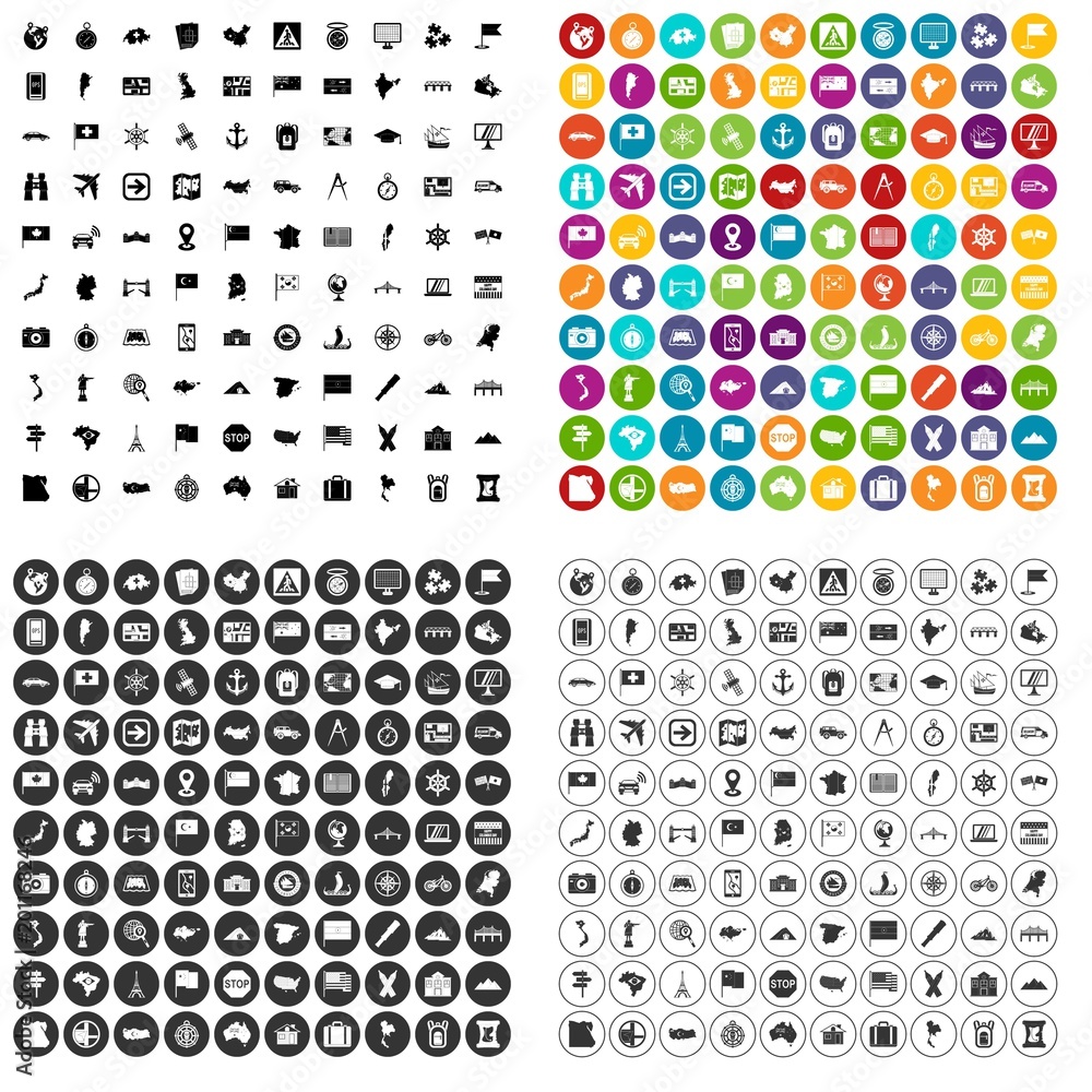 100 cartography icons set vector in 4 variant for any web design isolated on white