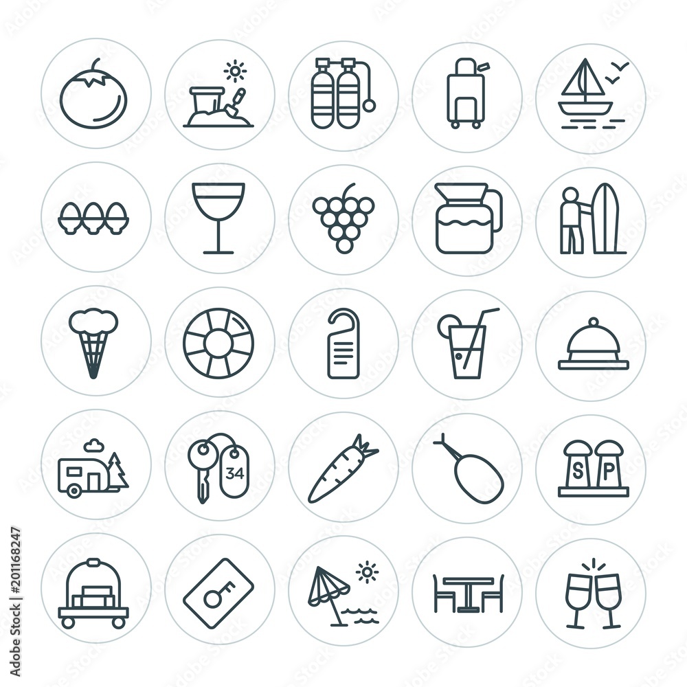 Modern Simple Set of food, hotel, drinks, travel Vector outline Icons. ..Contains such Icons as celebration, bucket, food, tank, red and more on white background. Fully Editable. Pixel Perfect Modern Simple Set of food, hotel, drinks, travel Vector outline Icons. ..Contains such Icons as celebration, bucket, food, tank, red and more on white background. Fully Editable. Pixel Perfect