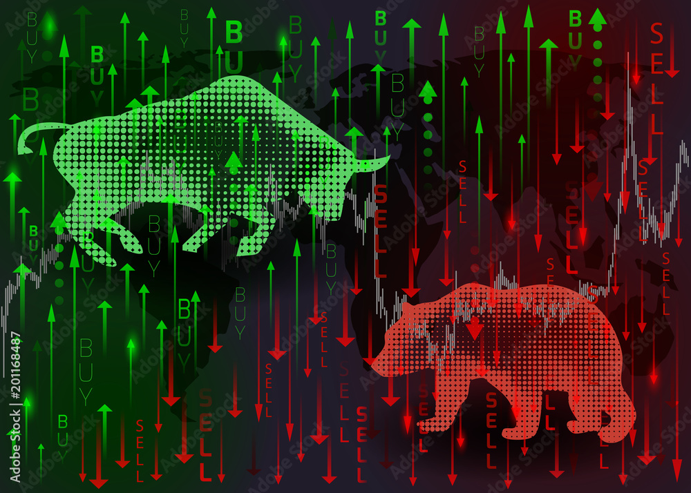 Green bull and red bear. Stock Vector | Adobe Stock