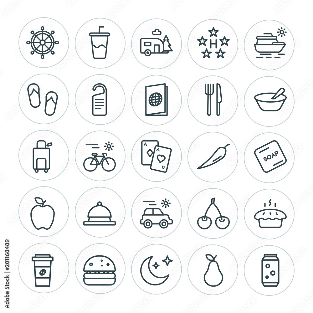 Modern Simple Set of food, hotel, drinks, travel Vector outline Icons. ..Contains such Icons as fruit, hamburger, cup, trailer, drink and more on white background. Fully Editable. Pixel Perfect Modern Simple Set of food, hotel, drinks, travel Vector outline Icons. ..Contains such Icons as fruit, hamburger, cup, trailer, drink and more on white background. Fully Editable. Pixel Perfect