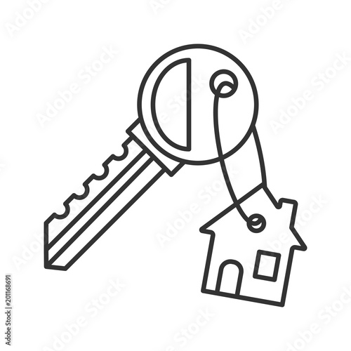 Key with trinket house linear icon