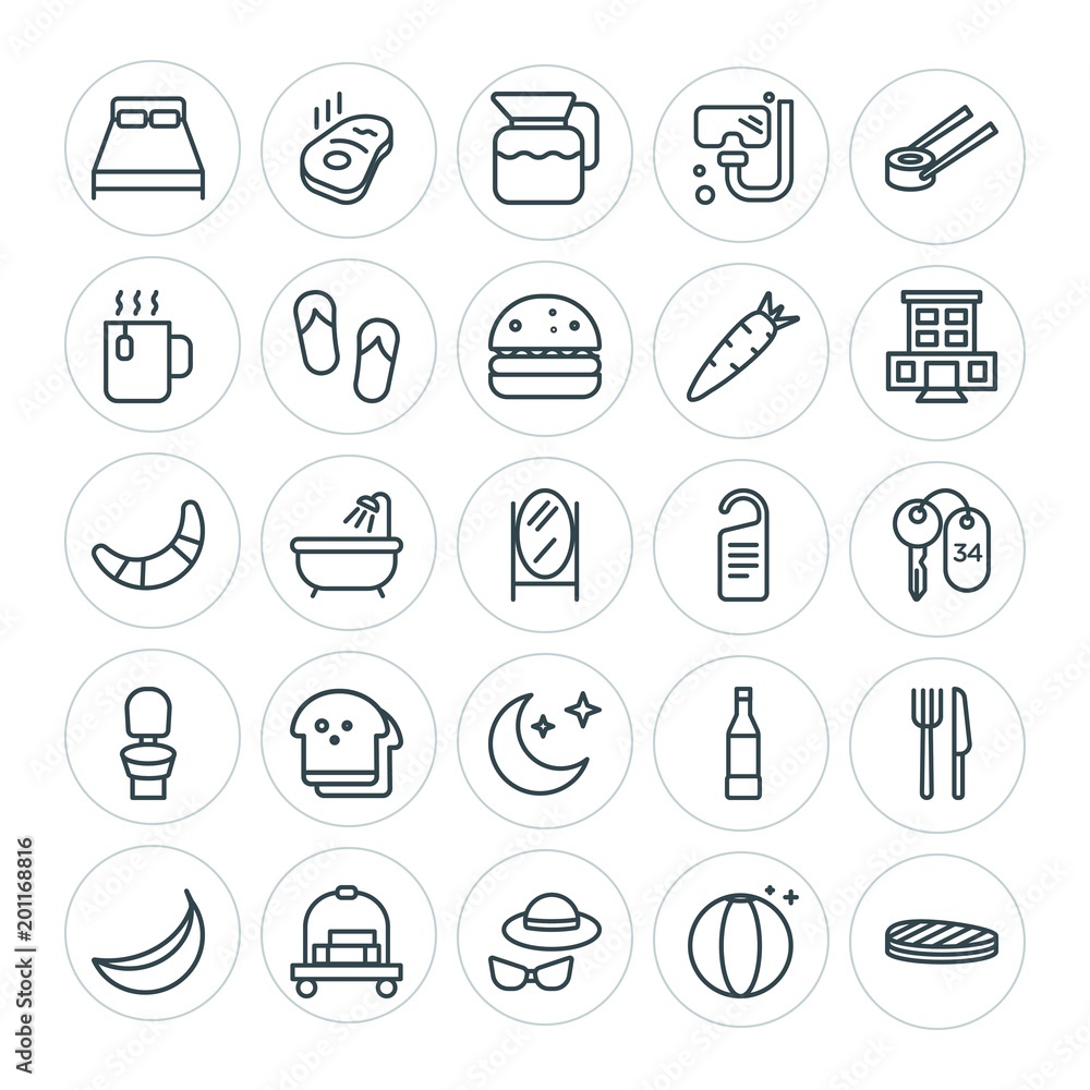 Modern Simple Set of food, hotel, drinks, travel Vector outline Icons. ..Contains such Icons as plastic, furniture, yellow, steak, play and more on white background. Fully Editable. Pixel Perfect Modern Simple Set of food, hotel, drinks, travel Vector outline Icons. ..Contains such Icons as plastic, furniture, yellow, steak, play and more on white background. Fully Editable. Pixel Perfect