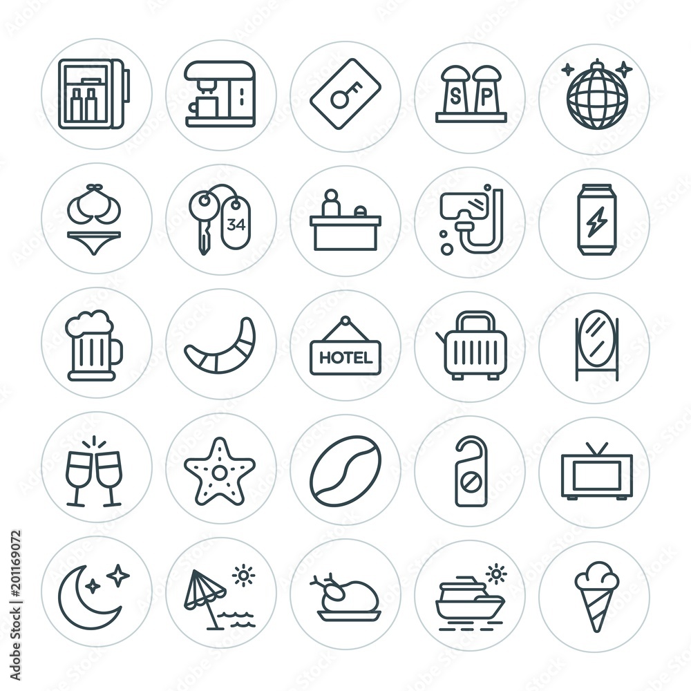 Modern Simple Set of food, hotel, drinks, travel Vector outline Icons. ..Contains such Icons as  pepper,  hotel,  door,  roasted, television and more on white background. Fully Editable. Pixel Perfect