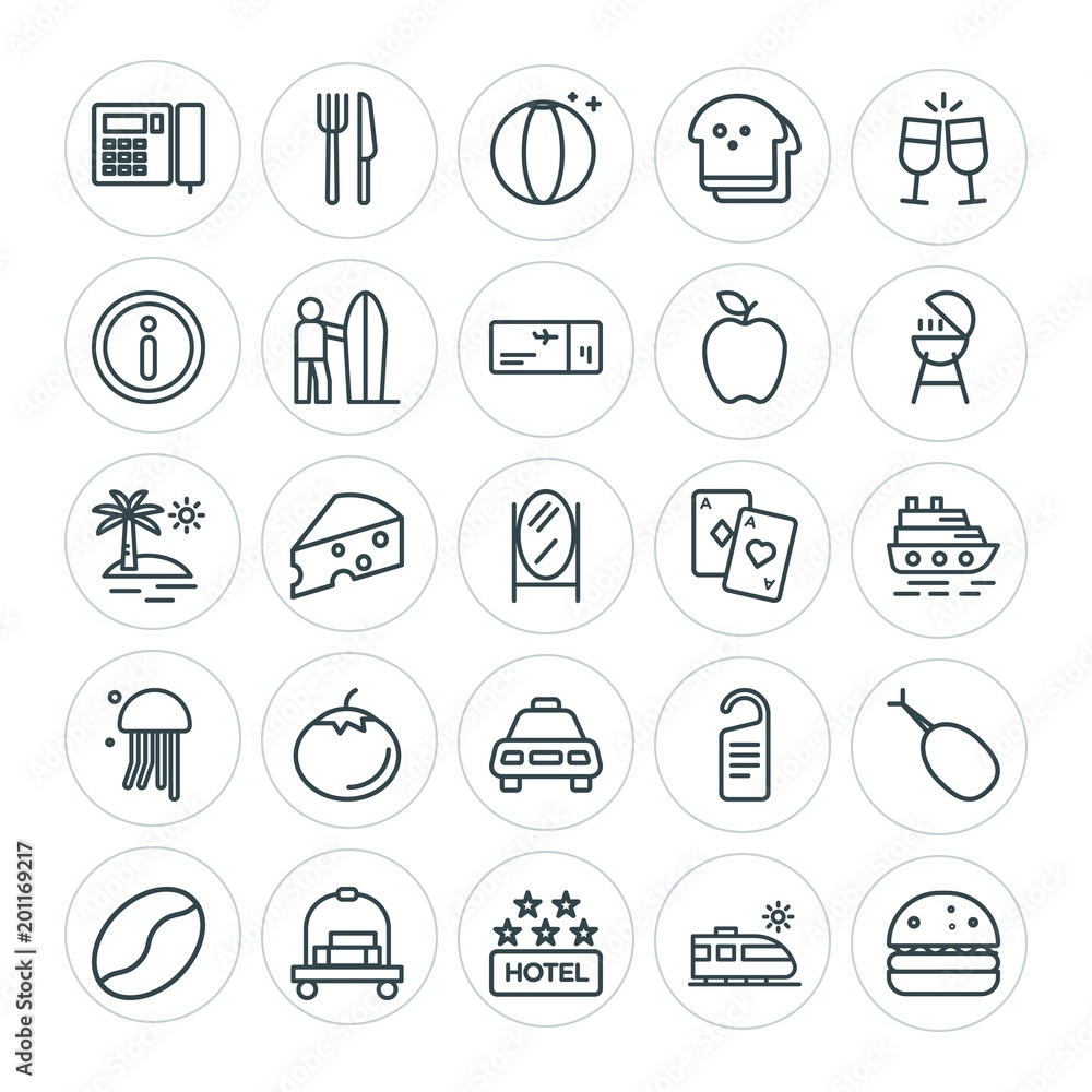 Modern Simple Set of food, hotel, drinks, travel Vector outline Icons. ..Contains such Icons as dinner, door, summer, grilled, coffee and more on white background. Fully Editable. Pixel Perfect Modern Simple Set of food, hotel, drinks, travel Vector outline Icons. ..Contains such Icons as dinner, door, summer, grilled, coffee and more on white background. Fully Editable. Pixel Perfect