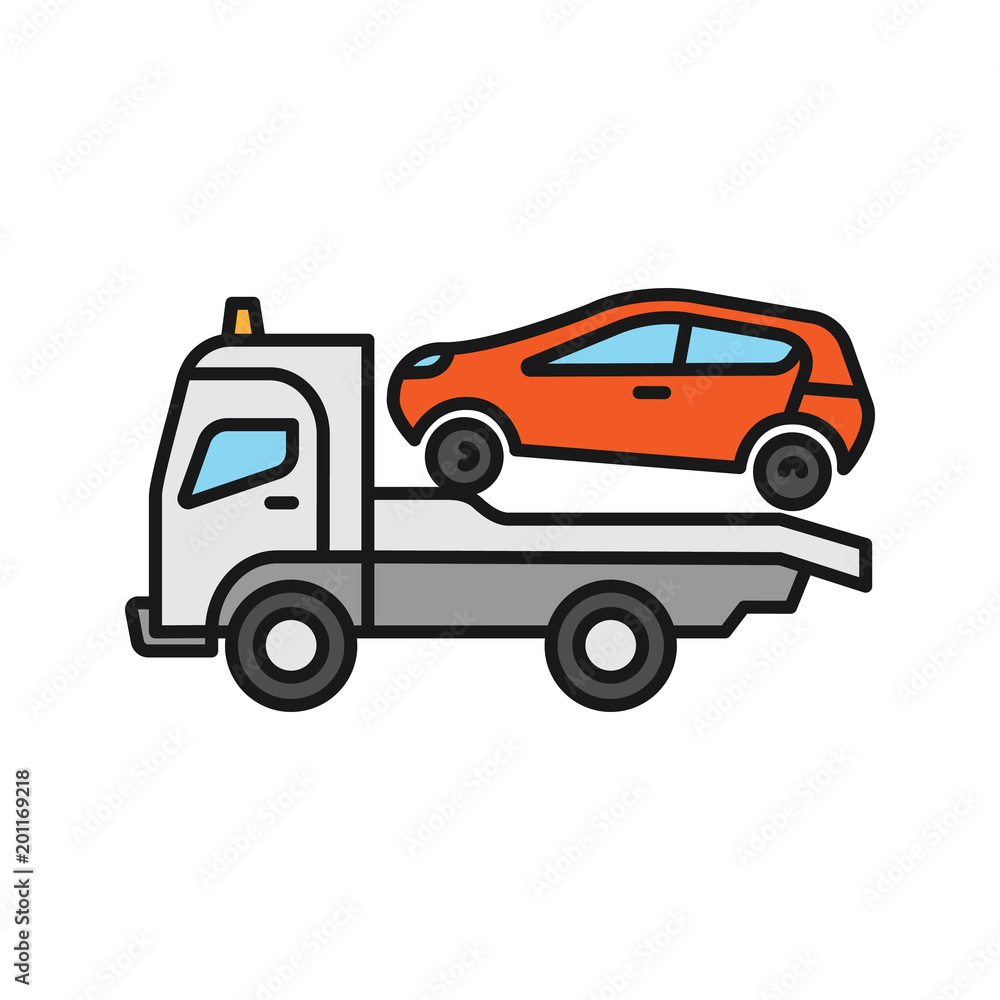 Tow truck color icon
