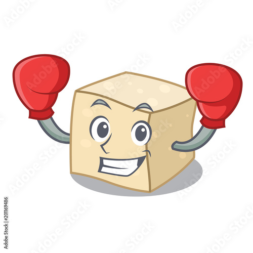 Boxing tofu character cartoon style