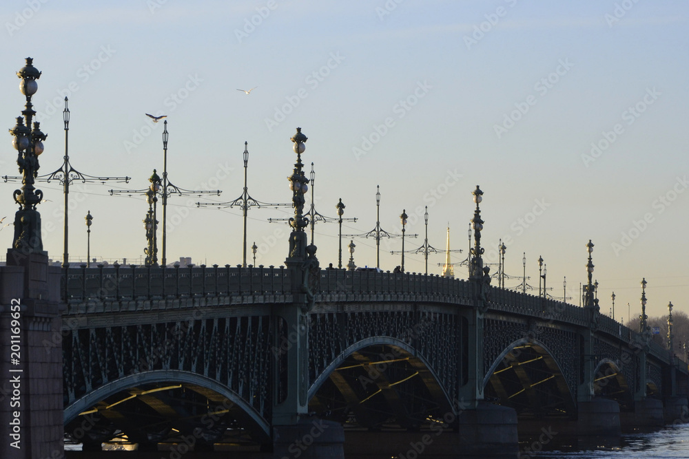 Panorama of the St. Petersburg Trinity Bridge Panorama of the St. Petersburg Trinity Bridge