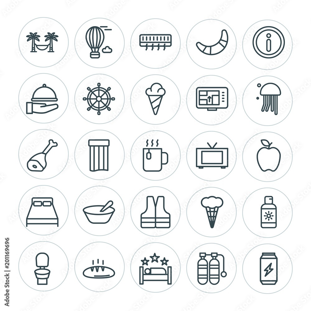 Modern Simple Set of food, location, drinks Vector outline Icons