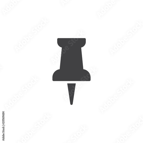 Paper push pin vector icon. filled flat sign for mobile concept and web design. Thumbtack simple solid icon. Symbol, logo illustration. Pixel perfect vector graphics
