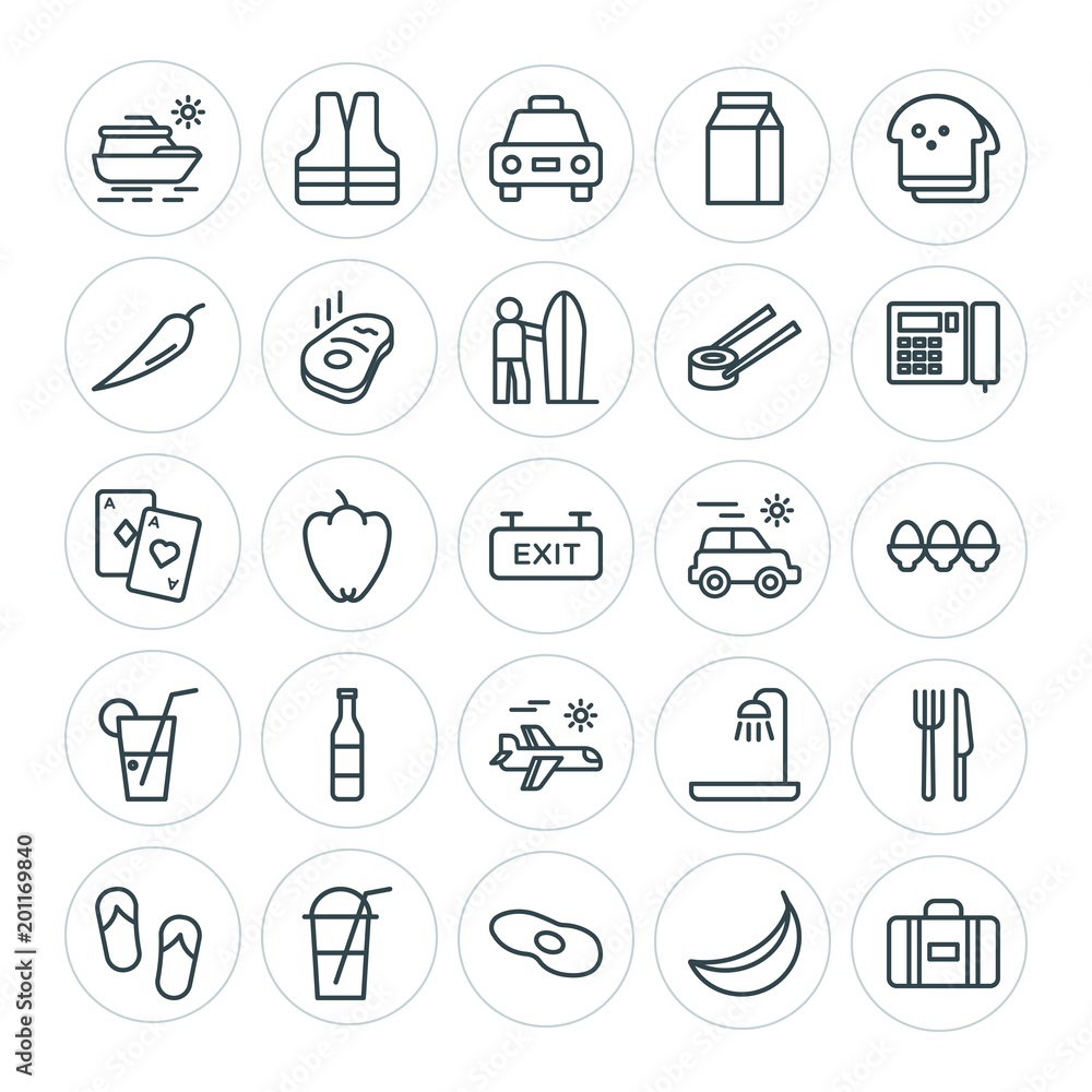 Modern Simple Set of food, hotel, drinks, travel Vector outline Icons. ..Contains such Icons as fashion,  water,  baggage,  travel,  cold and more on white background. Fully Editable. Pixel Perfect