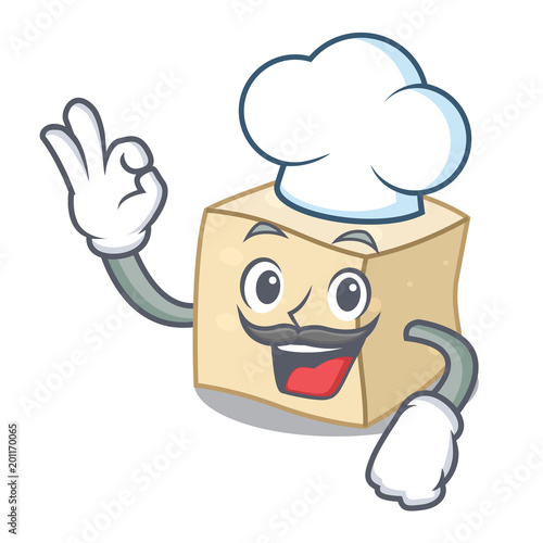 Chef tofu character cartoon style