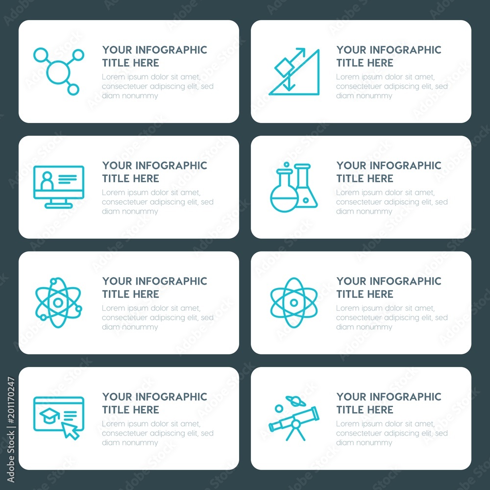Flat science, education infographic timeline template for presentations, advertising, annual reports Flat science, education infographic timeline template for presentations, advertising, annual reports
