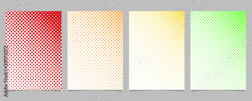Abstract halftone circle pattern card background template set - vector stationery graphic design with colored dots