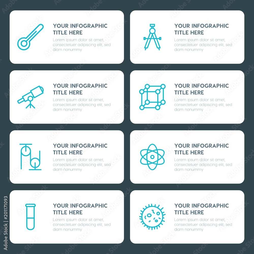 Flat science, education infographic timeline template for presentations, advertising, annual reports