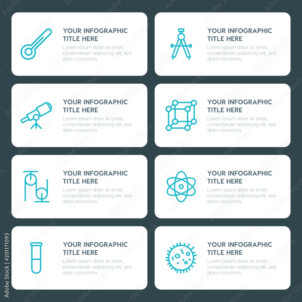 Flat science, education infographic timeline template for presentations, advertising, annual reports Flat science, education infographic timeline template for presentations, advertising, annual reports