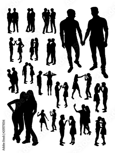 Homosexual couple detail silhouette. Vector, illustration. Good use for symbol, logo, web icon, mascot, sign, or any design you want.