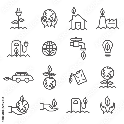 Simple set of ecology related outline icons. Elements for mobile concept and web apps. Line vector icons for website, app…