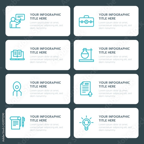 Flat science, education infographic timeline template for presentations, advertising, annual reports