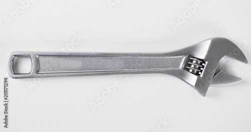 Close-up of spanner on white background. Isolated.