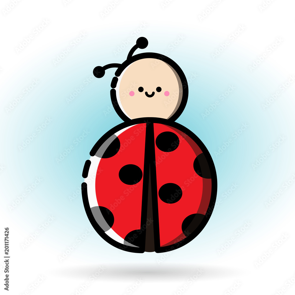 Fototapeta premium Ladybug icon on the blue background. Vector, illustration, eps 10.