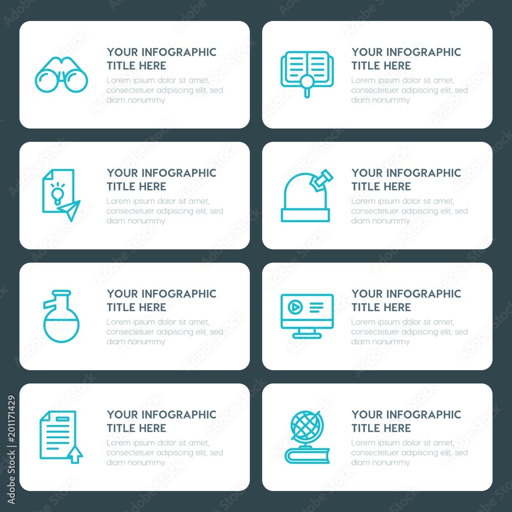 Flat science, education infographic timeline template for presentations, advertising, annual reports Flat science, education infographic timeline template for presentations, advertising, annual reports