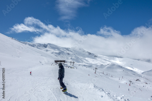 Ski slopes of Pradollano in Sierra Nevada mountains in Spain