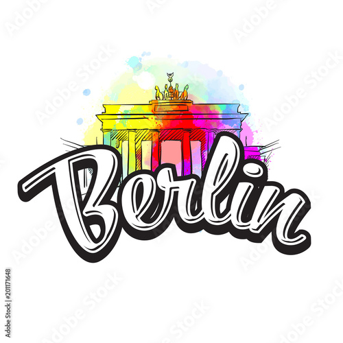 Berlin Brandenburg Gate Drawing with Headline