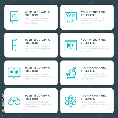 Flat science, education infographic timeline template for presentations, advertising, annual reports