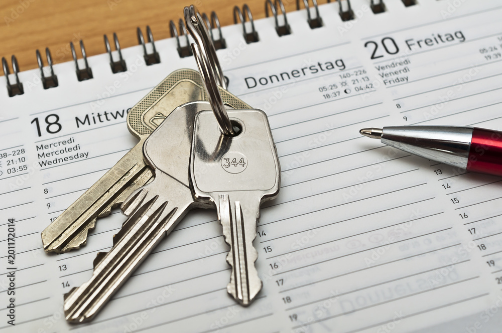 Umzug, Kalender und Schlüssel Umzug, Kalender und Schlüssel