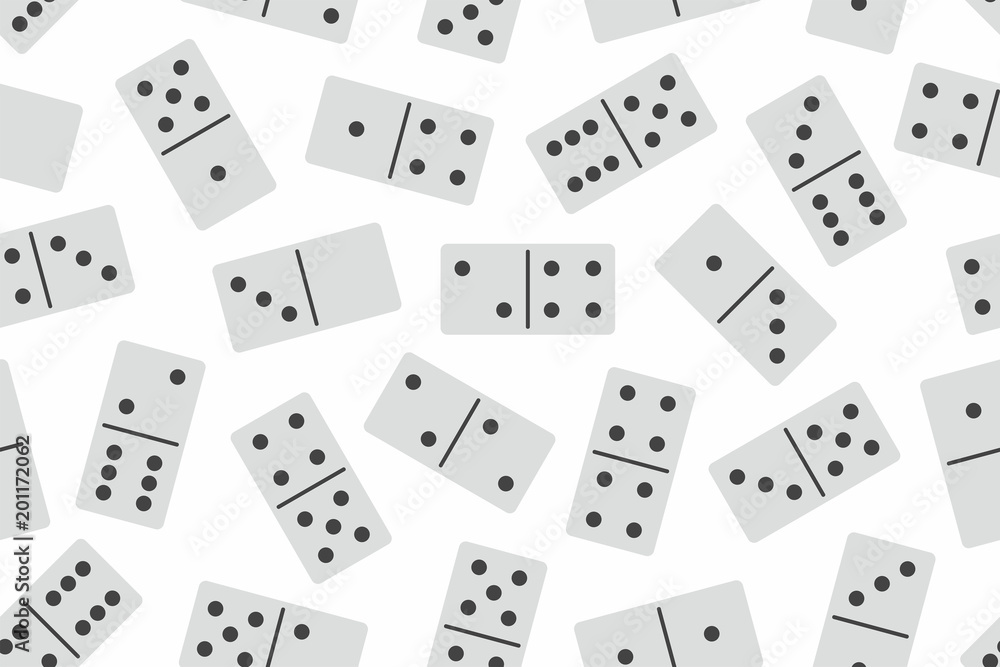Domino Stones in White Seamless pattern on white background. Board game Domino Stones in White Seamless pattern on white background. Board game