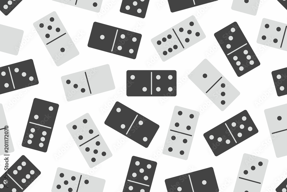 Domino Stones in Black and white Seamless pattern on white background. Board game Domino Stones in Black and white Seamless pattern on white background. Board game
