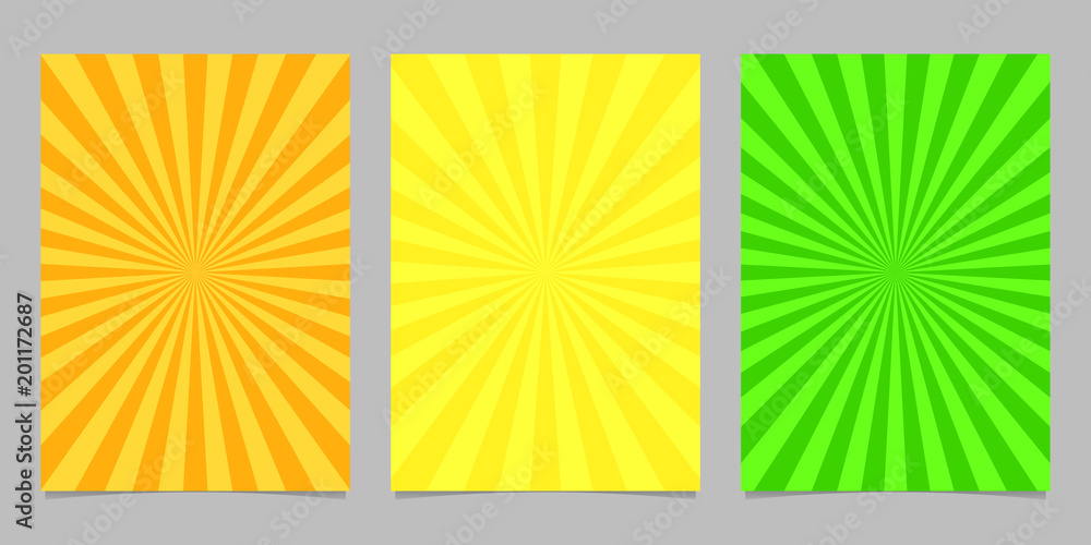 Obraz premium Abstract colored ray burst pattern brochure template set - vector page background designs