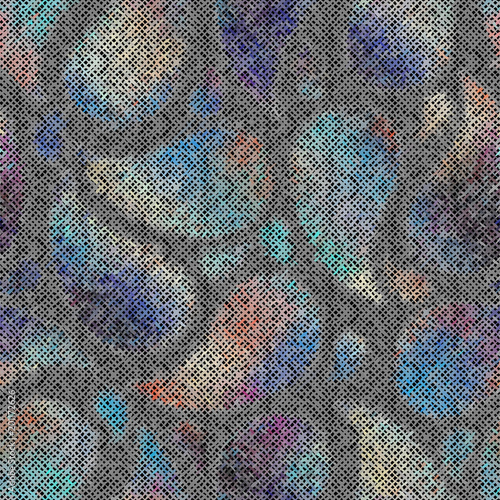 Seamless background pattern. Imitation of a texture of rough canvas painted with paisley.