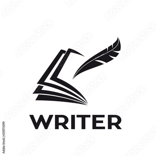 Vector logo writer. Inkwell on book