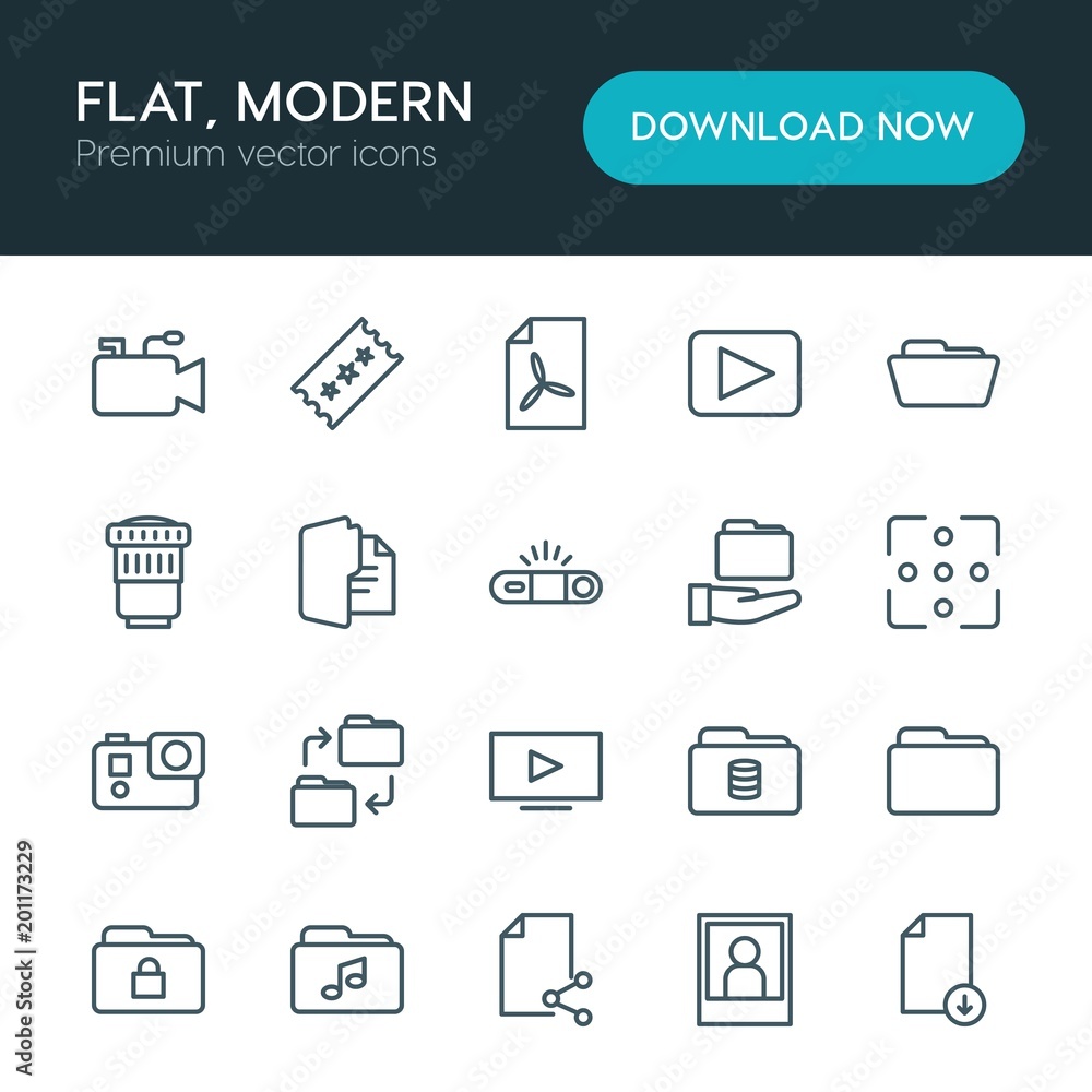 Modern Simple Set of folder, video, photos, files Vector outline Icons. ..Contains such Icons as blank, microphone, office, file, data and more on white background. Fully Editable. Pixel Perfect Modern Simple Set of folder, video, photos, files Vector outline Icons. ..Contains such Icons as blank, microphone, office, file, data and more on white background. Fully Editable. Pixel Perfect