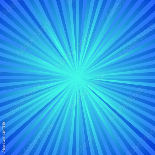 Blue dynamic ray burst background - abstract gradient vector design from radial stripes